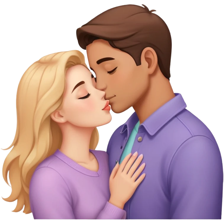 beautiful lush pastel warm-colored romantic kiss couple emoji
