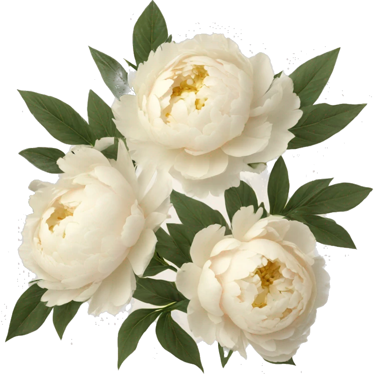 Cream color Peonies in a set of 3 emoji