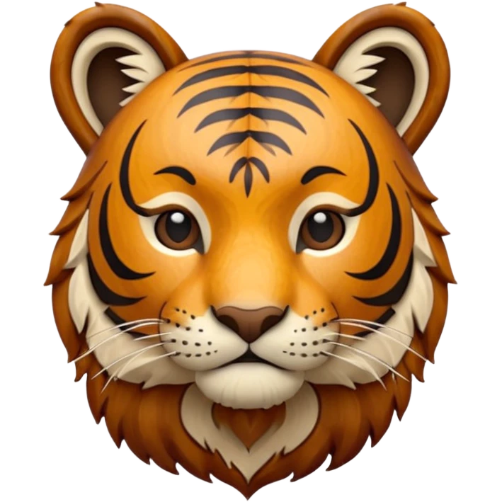 wood carved mini tiger brown emoji