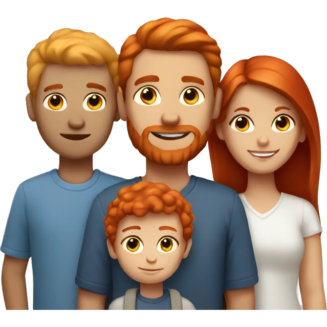 White family of 3 with son red hair emoji