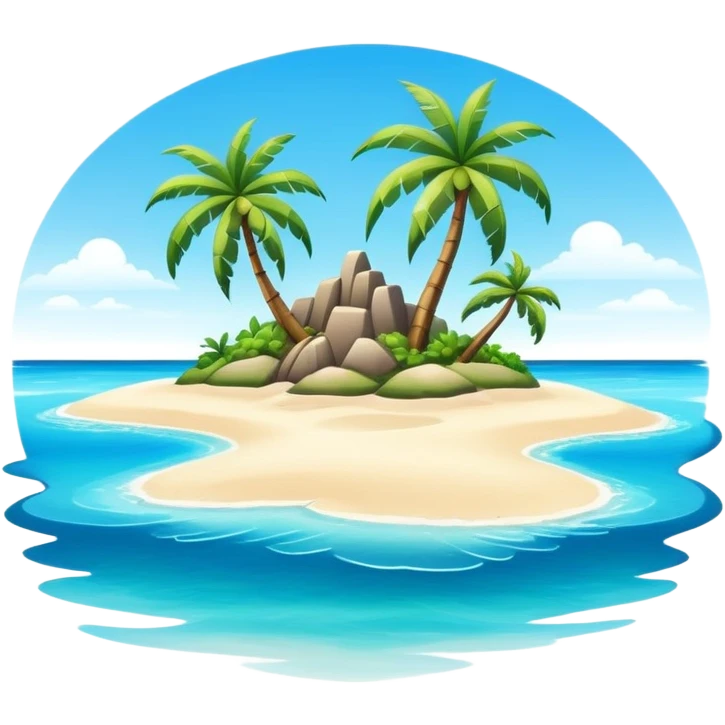 tropical island with palm trees and ocean emoji