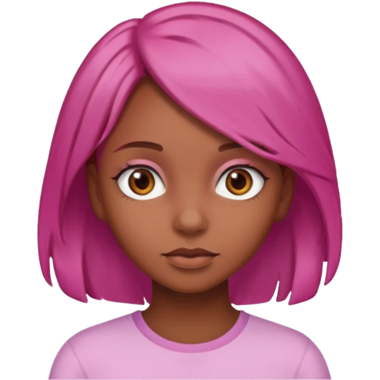 girl with brown hair and brown eyes and pink  end of a hair emoji