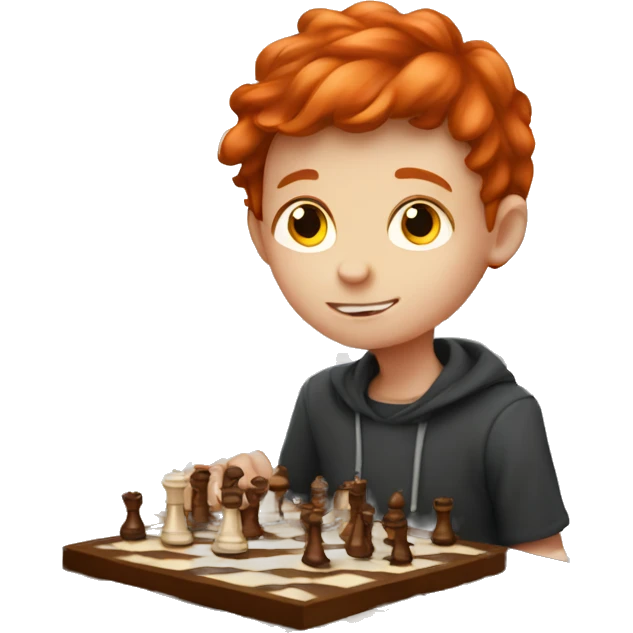 A red hair boy playing chess emoji