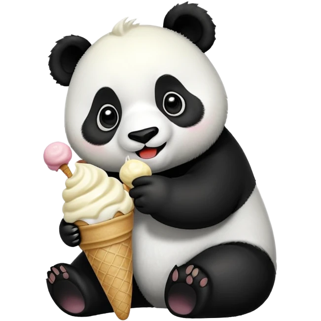 Panda eating ice cream emoji