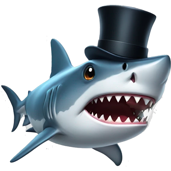 Shark with a top hat emoji