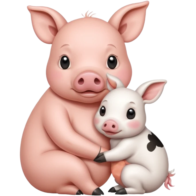 Home of rat, pig as parent hugging  little cow,  adult rabbit  emoji