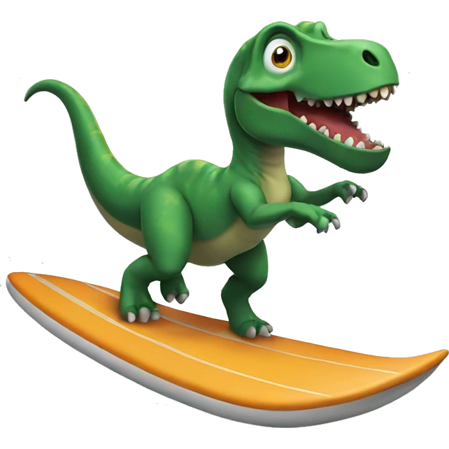 a dinosaur surfing  emoji