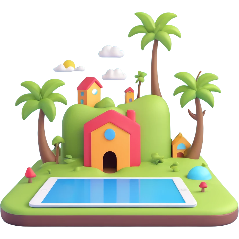 3D surreal iPad inspired by Apple brand, dreamlike and imaginative elements emoji
