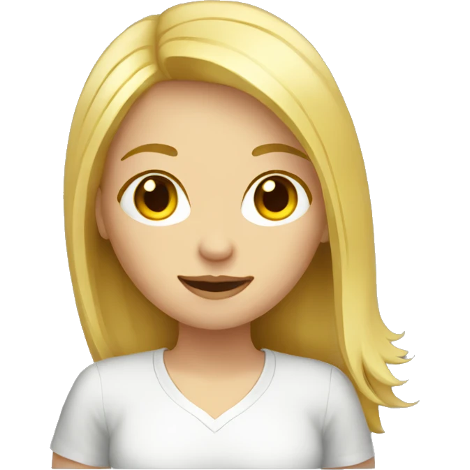 Blond girl with computer emoji
