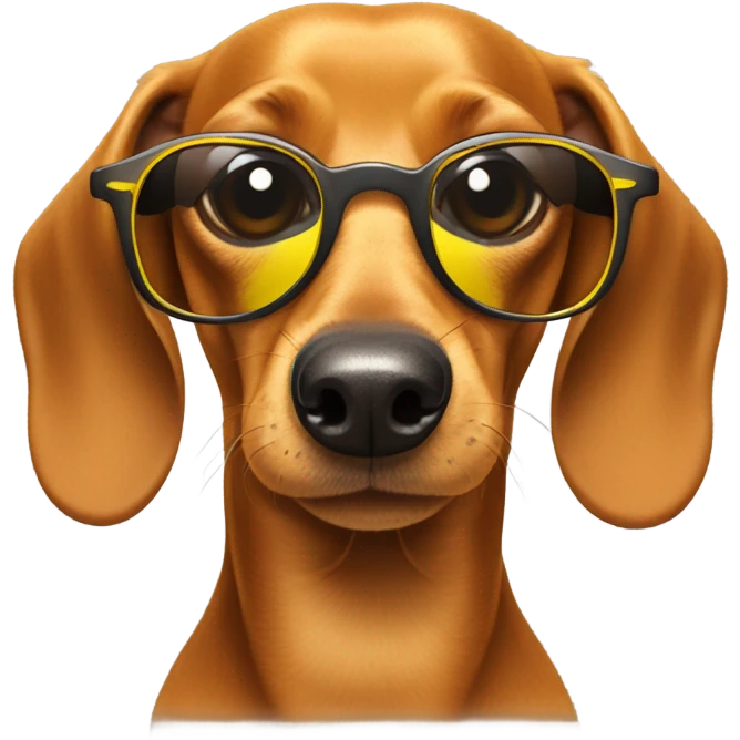 daschunds head wearing yellow sunglasses emoji