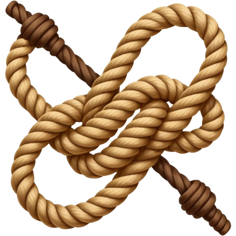 A realistic yet cute rope knot emoji, tied perfectly, symbolizing sailing skills. Vector emoji design, warm tones, clean white background. emoji