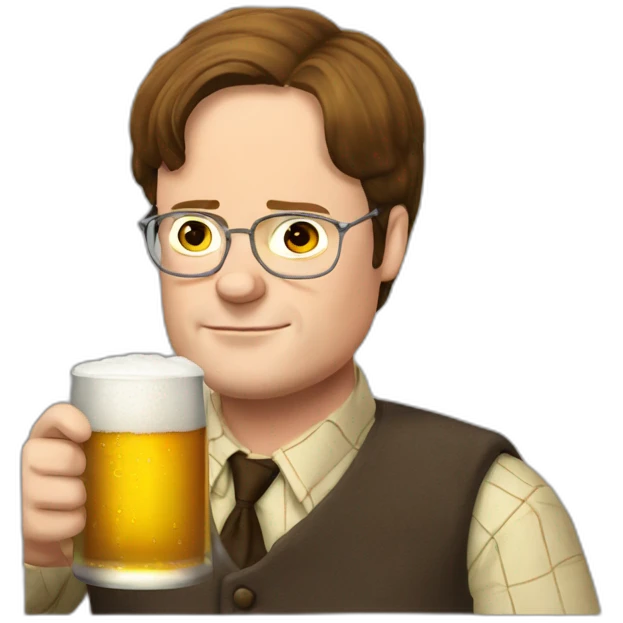 dwight schrute drinking beer emoji