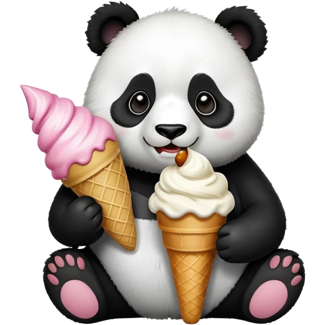 Panda eating ice cream emoji