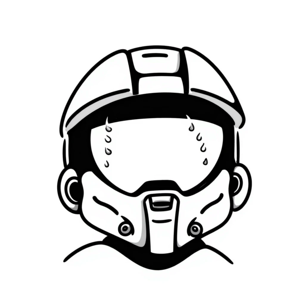 Master Chief with tears streaming down his helmet emoji
