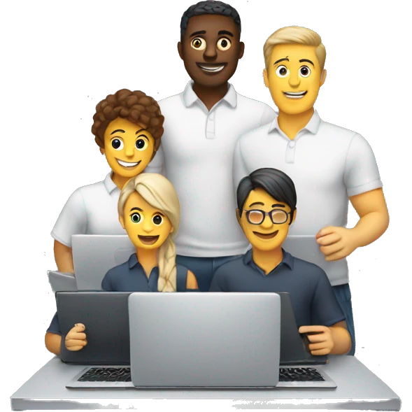 Teamwork with laptops  emoji