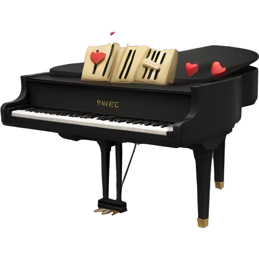 Piano with hearts emoji