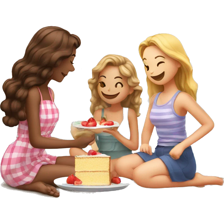 3 Girls picnic with cake at thr beach emoji