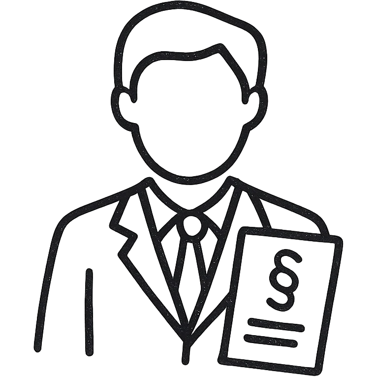 lawyer, professional, in a suit, holding legal documents, clean icon style emoji
