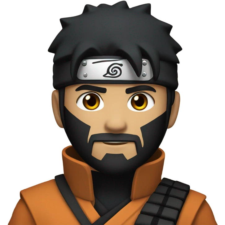 Naruto With Black hair and Black beard , Ninja West  emoji