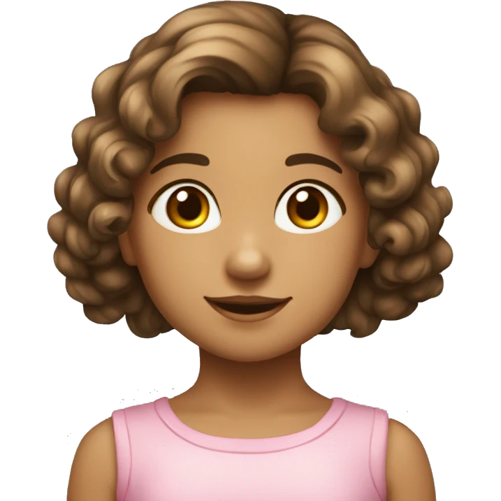 niña de 5 años con pelo castaño,  muy rizado y con un lazito  emoji