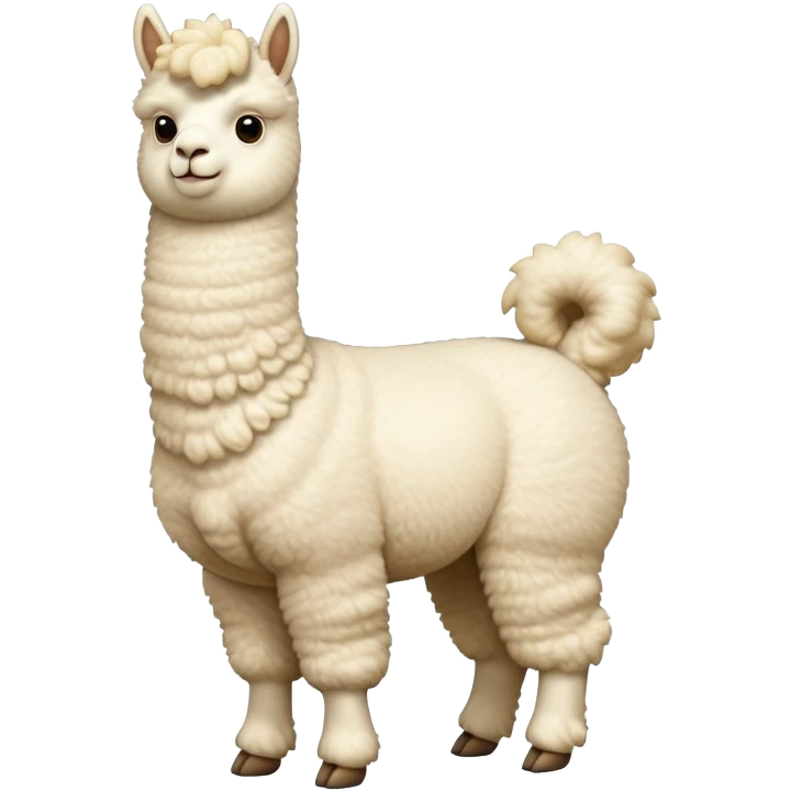 cinematic-[cream alpaca]-realistic-full-body-standing-emoji,-tail-flicking-lazily,-head-tilted-dramatically,-curly-[cream]-fur,-simplified-yet-realistic-focused-features,-highly-detailed,-glowing-with-an-almost-sarcastic-glow emoji
