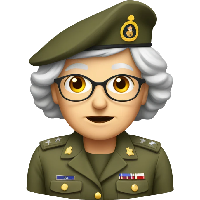 Old lady in military uniform emoji