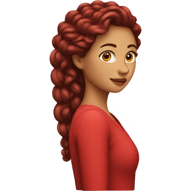 Mujer pelo largo rizado rojo emoji