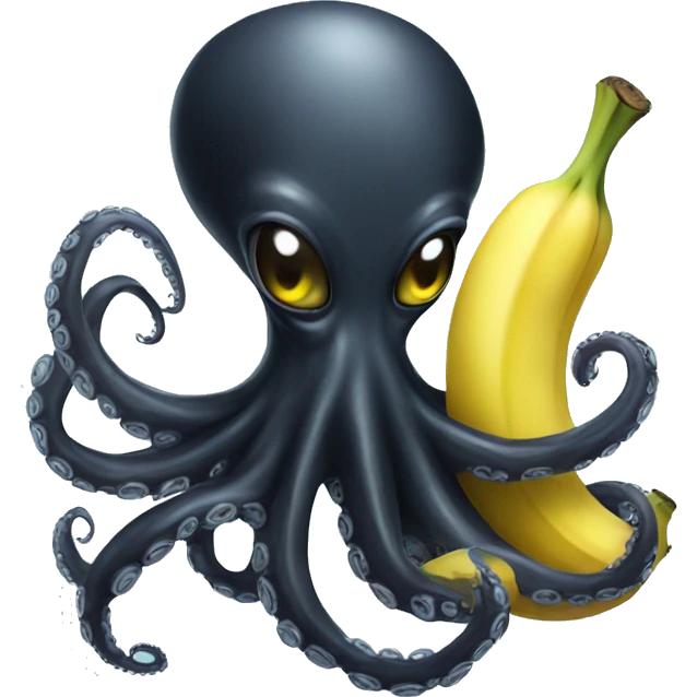 Black Alien Octopus with banana emoji