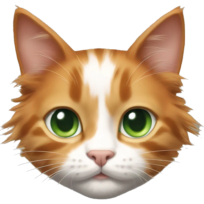 Ginger kitty and big Mainecoon with green eyes and black,white ginger color emoji