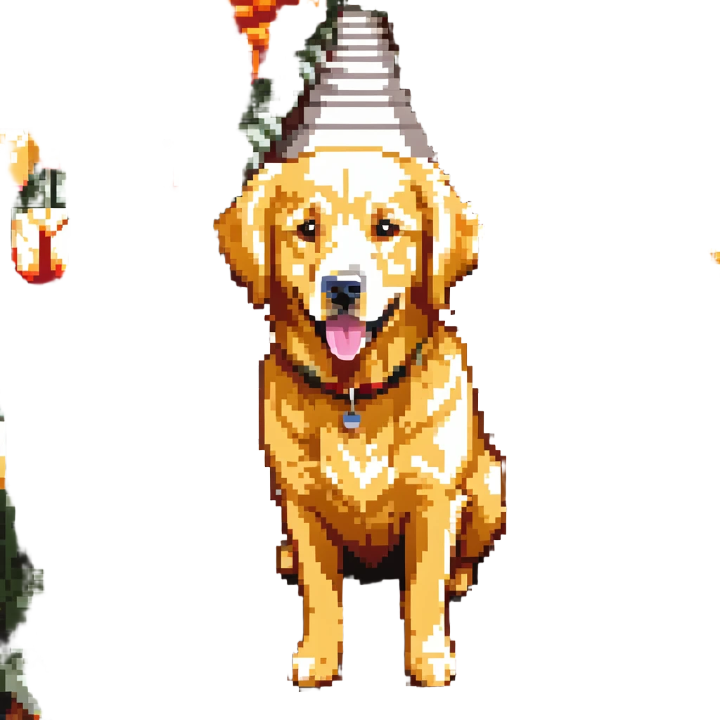 golden retriever surrounded by tulips emoji