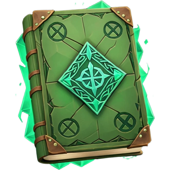 fantasy magic green book low poly emoji