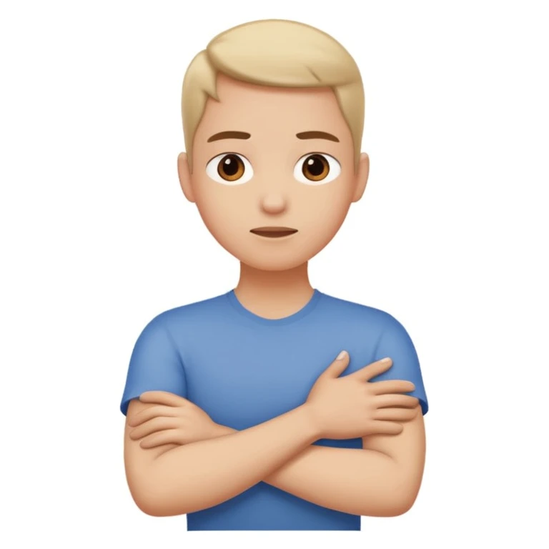 Arms crossed holding neck emoji