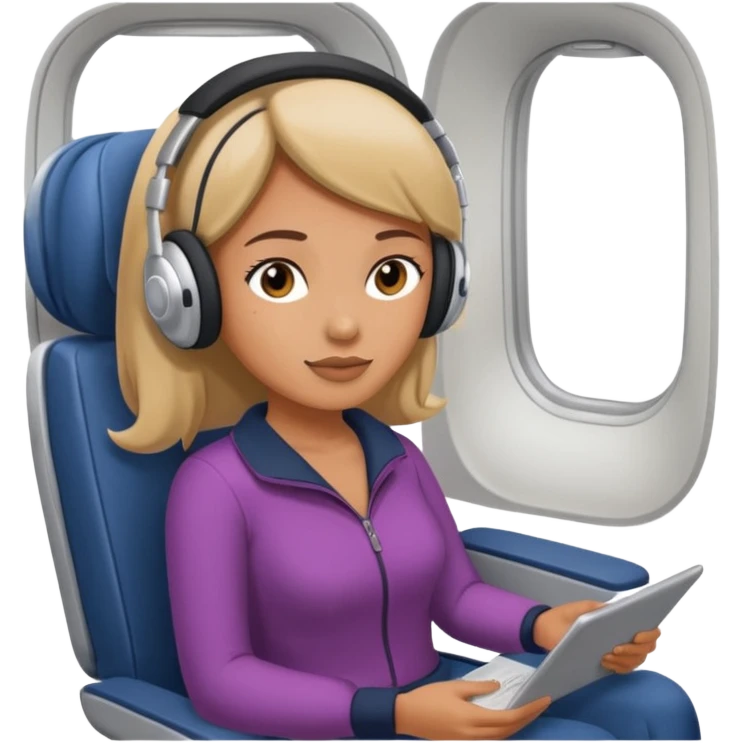 woman using travel pillow in plane seat emoji