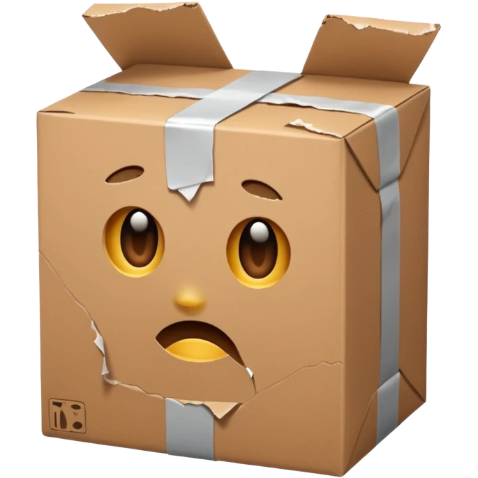 Generate a realistic emoji-style of a package being damaged emoji