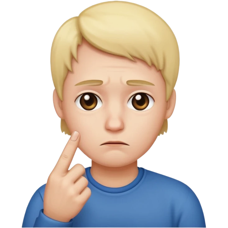 Sad face with middle finger emoji