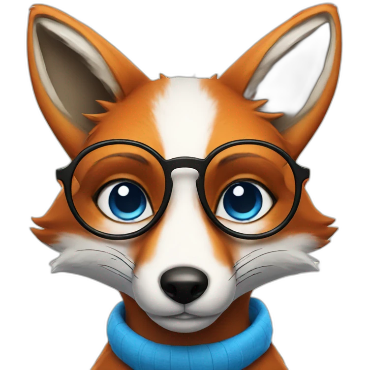 Fox with blue eyes in glasses  emoji