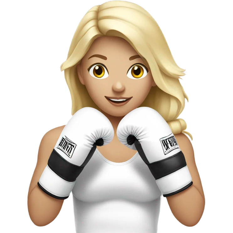 Boxing blonde girl with white gloves emoji