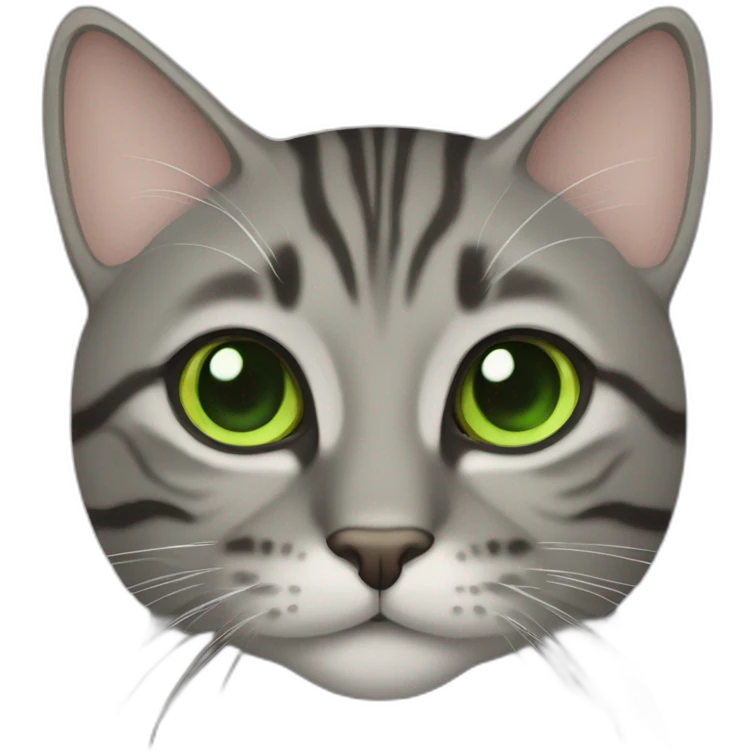 tabby cat grey with green eyes emoji