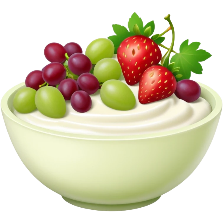 yoghurt bowl with grapes and strawberries  emoji