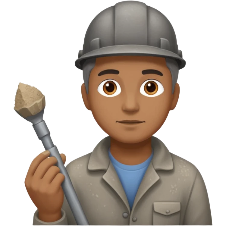 a sculptor during sculpting rock emoji
