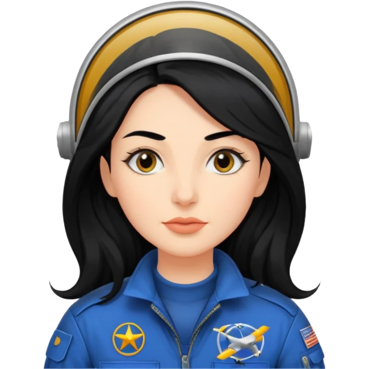 Femme cheveux long noir travaille dans le domaine de l'aéronautique sourcils fournis emoji