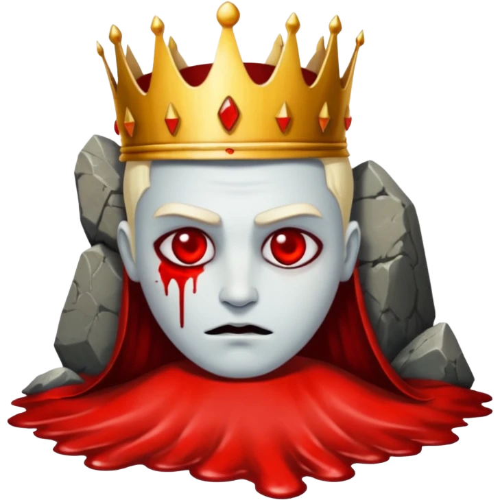 Dead King lying on floor with blood emoji