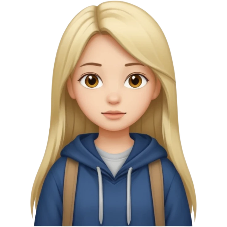 A pretty girl who has layered straight hair woth baggy clothing emoji