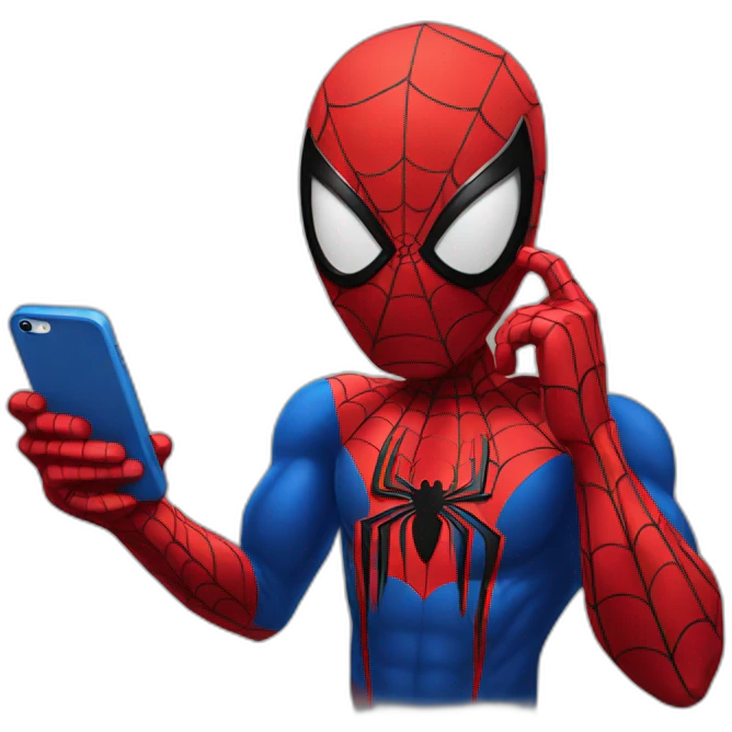 spiderman holding phone emoji