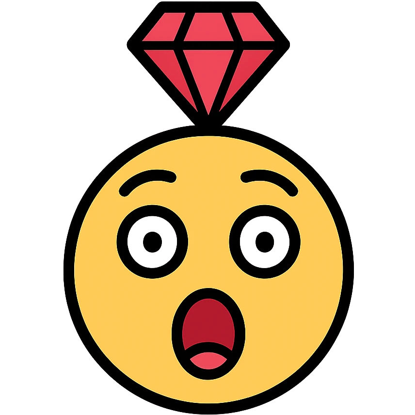 surprised face with a ruby above the head emoji