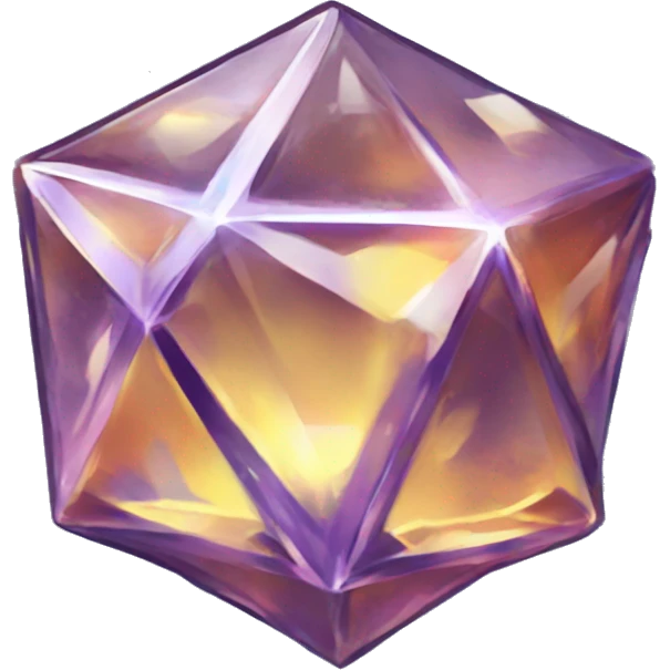 a genshin/honkai styled crystal with a dice-theme emoji