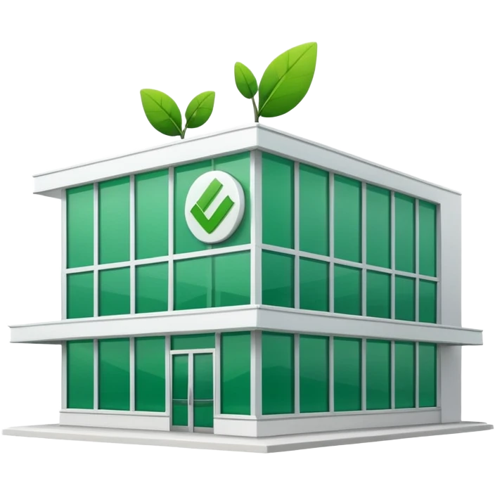 restaurant building with green checkmark emoji