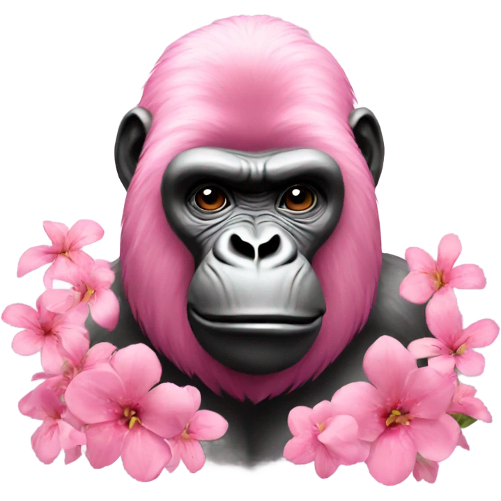 Pink gorilla with flowers  emoji