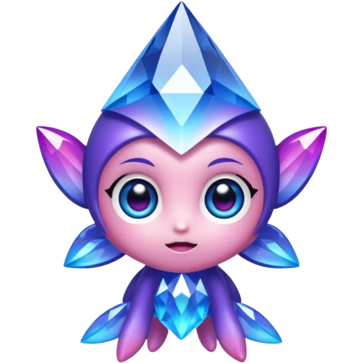 kawaii chibi style crystal sprite creature that is purple, blue, and pink  emoji