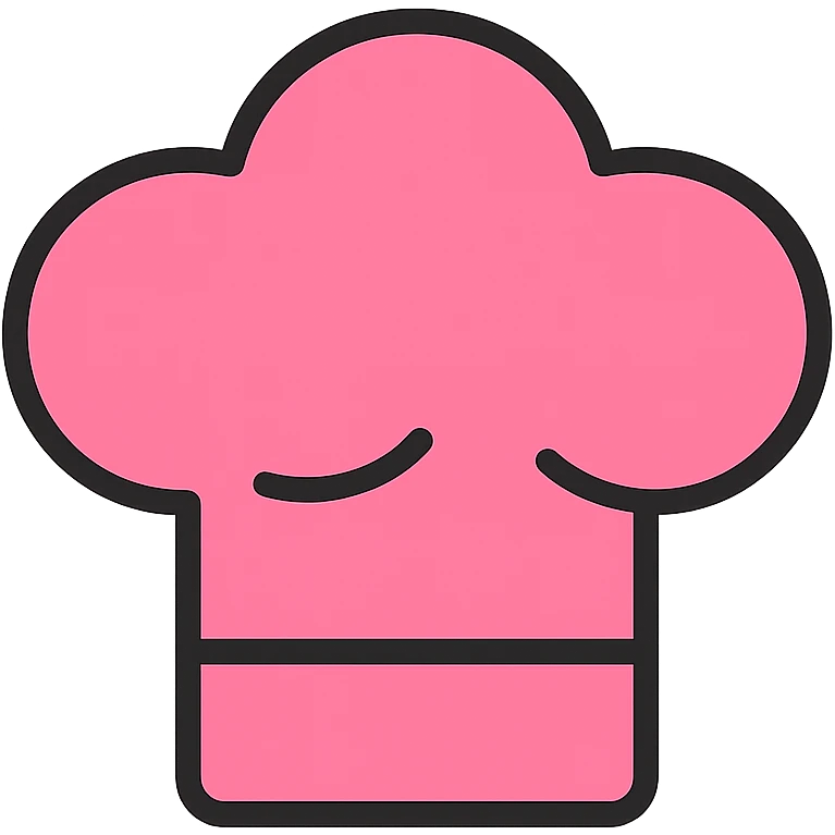 pink chef hat, simple, iconic, clear shape emoji